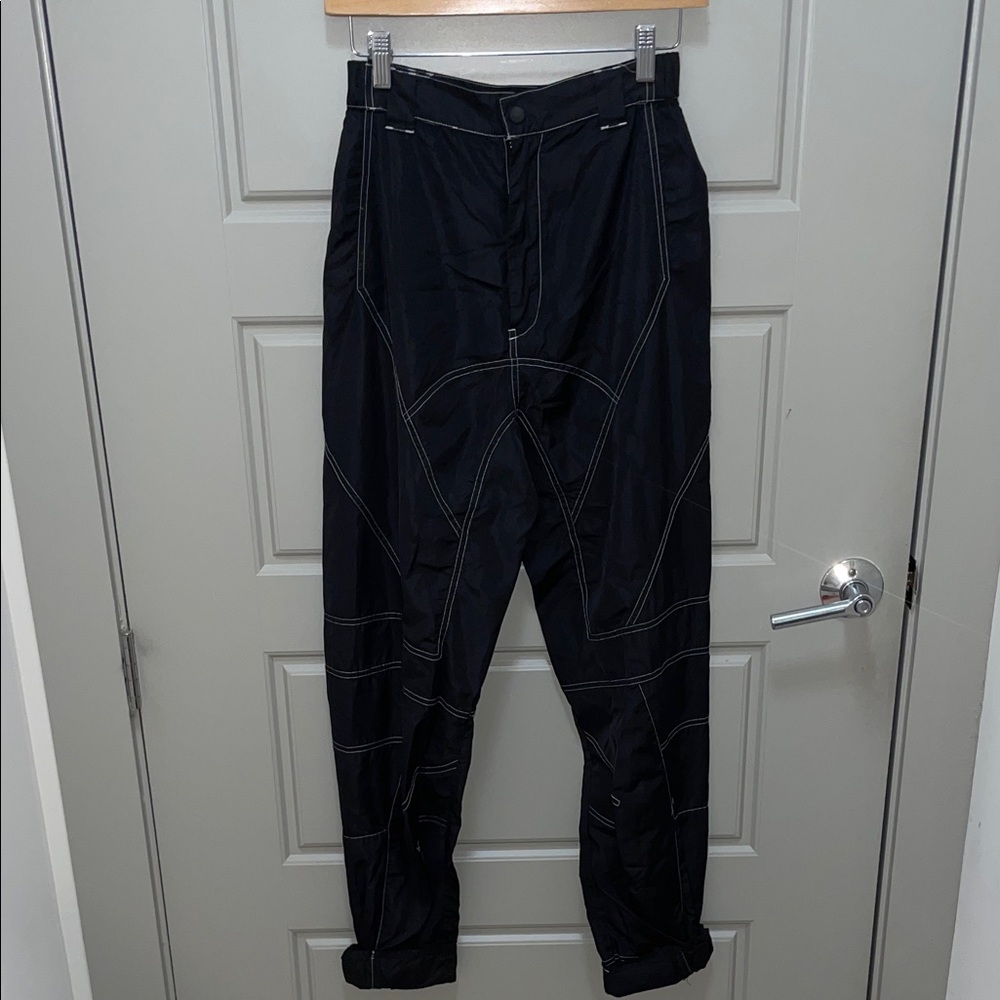 Black Track Pants with White Stitching